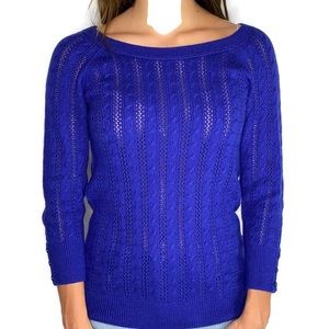AEO Blue Open Cable Knit light Weight Sweater L